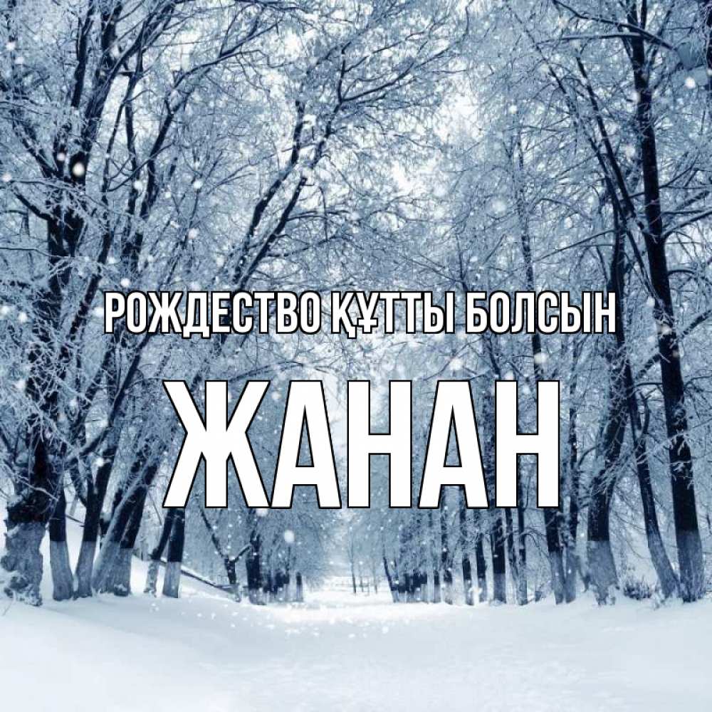 Күн сайын ашық хат с именем, ЖАНАН Рождество құтты болсын снег, лес, парк Онлайн тегін жүктеп алу тілектері бар керемет карта 