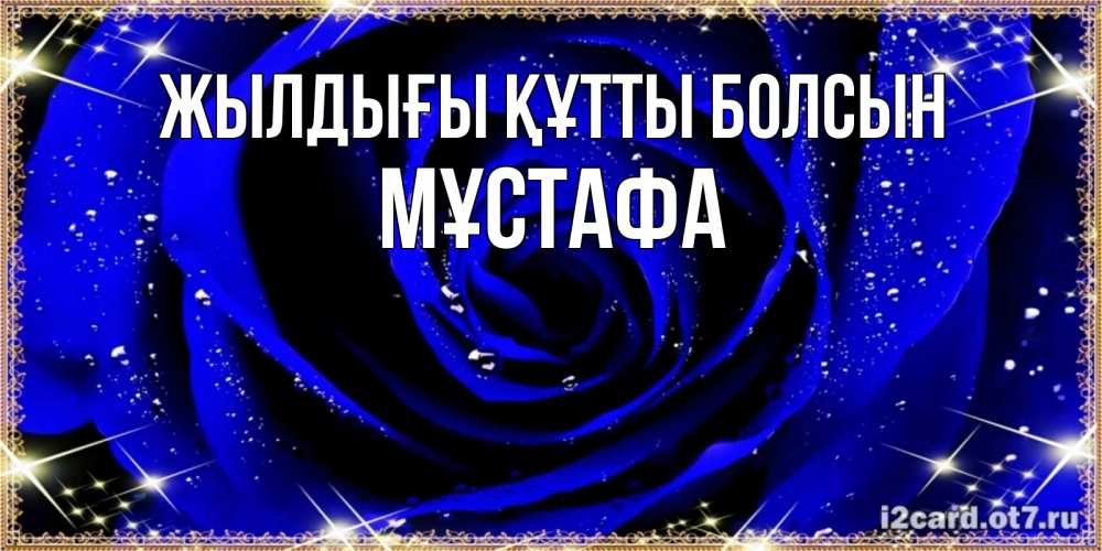 Күн сайын ашық хат с именем, МҰСТАФА Жылдығы құтты болсын голубые цветы в росе Онлайн тегін жүктеп алу тілектері бар керемет карта 