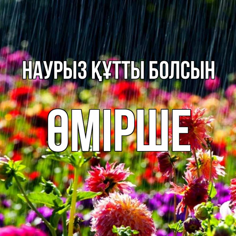 Күн сайын ашық хат с именем, ӨМІРШЕ Наурыз құтты болсын цветы под дождиком к наурызу Онлайн тегін жүктеп алу тілектері бар керемет карта 