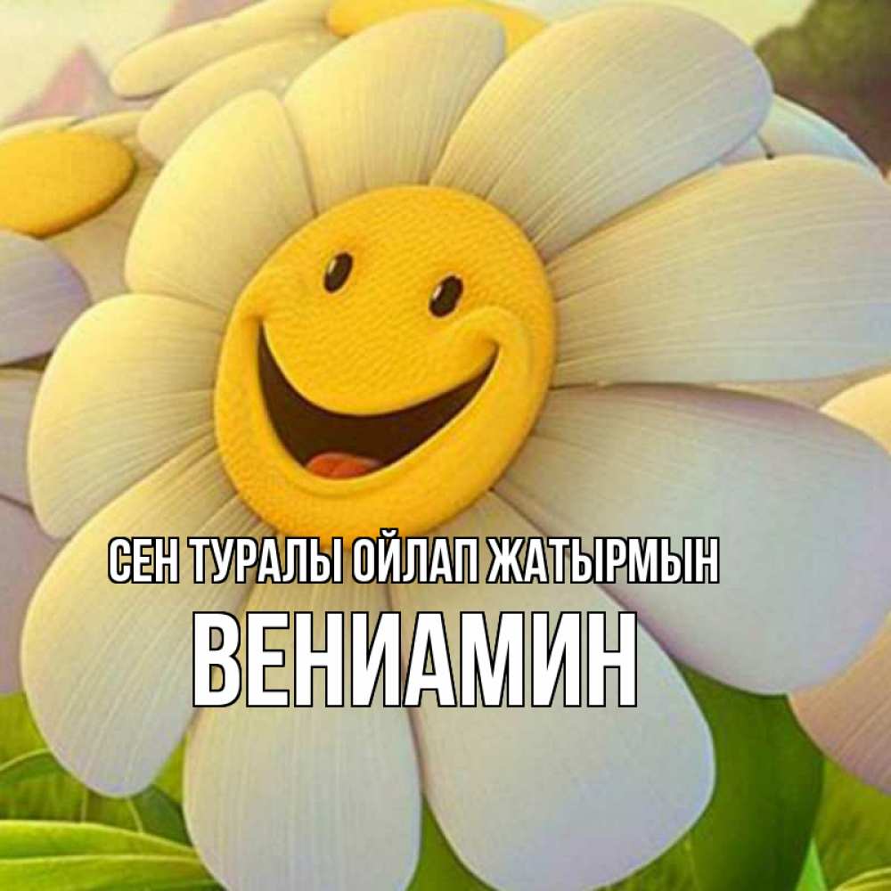 Күн сайын ашық хат с именем, Вениамин Сен туралы ойлап жатырмын позитивные мысли Онлайн тегін жүктеп алу тілектері бар керемет карта 