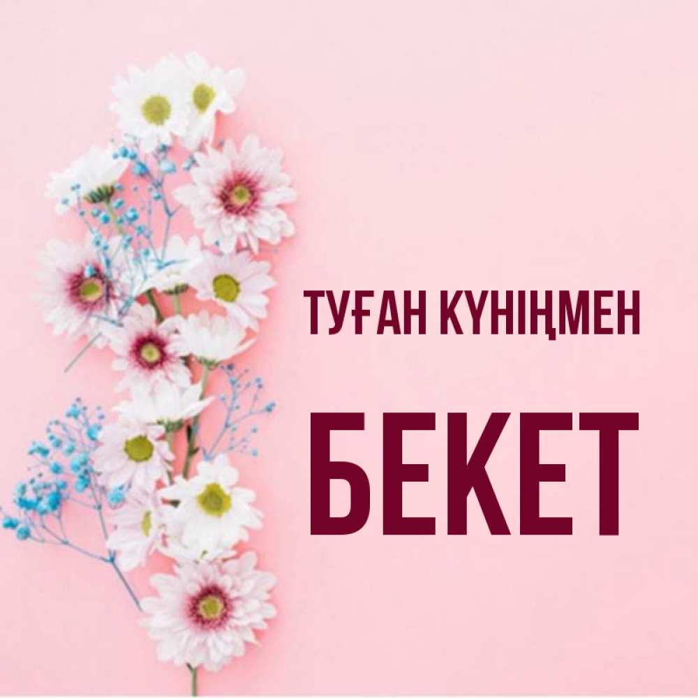 Күн сайын ашық хат с именем, Бекет Туған күніңмен Родная моя с днем рождения тебя картинка с цветами белыми и голубыми Онлайн тегін жүктеп алу тілектері бар керемет карта 