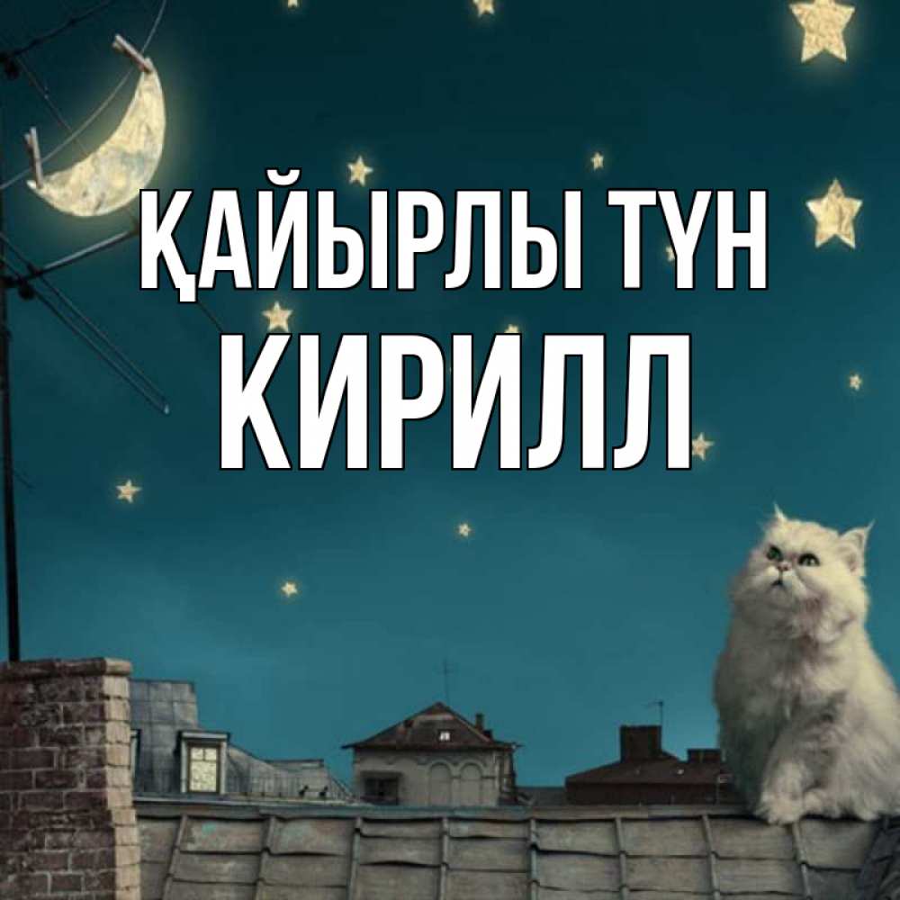 Күн сайын ашық хат с именем, Кирилл Қайырлы түн белый кот сидит на крыше Онлайн тегін жүктеп алу тілектері бар керемет карта 