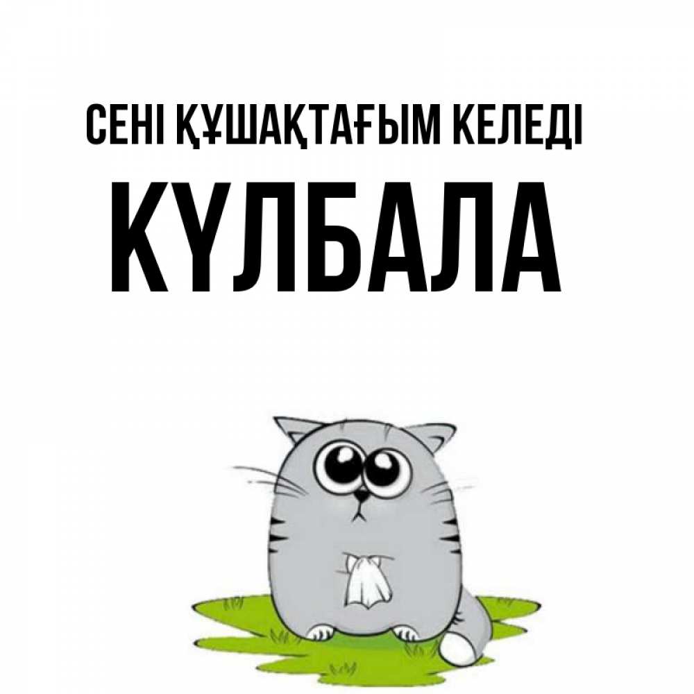 Күн сайын ашық хат с именем, Күлбала сені құшақтағым келеді котик теребит платочек сидя на травке Онлайн тегін жүктеп алу тілектері бар керемет карта 