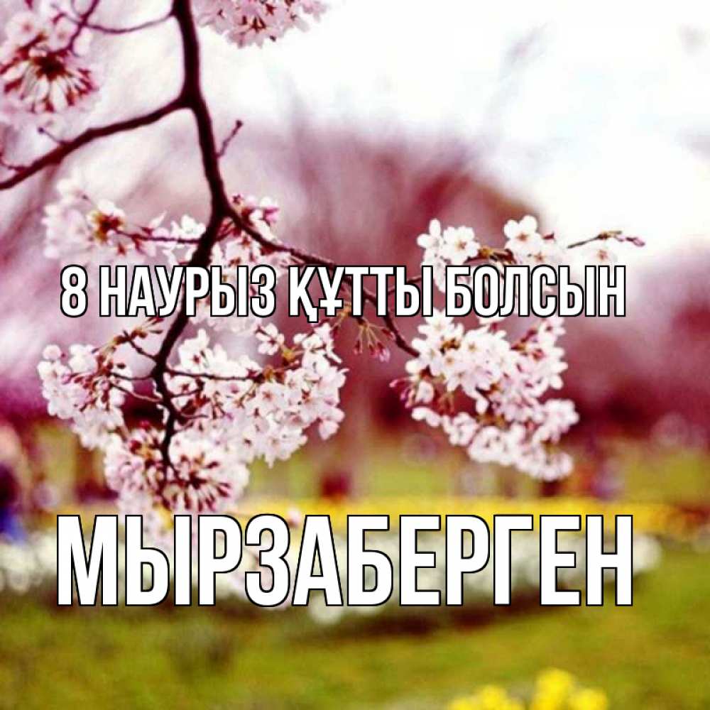 Күн сайын ашық хат с именем, Мырзаберген 8 наурыз құтты болсын яблоня Онлайн тегін жүктеп алу тілектері бар керемет карта 