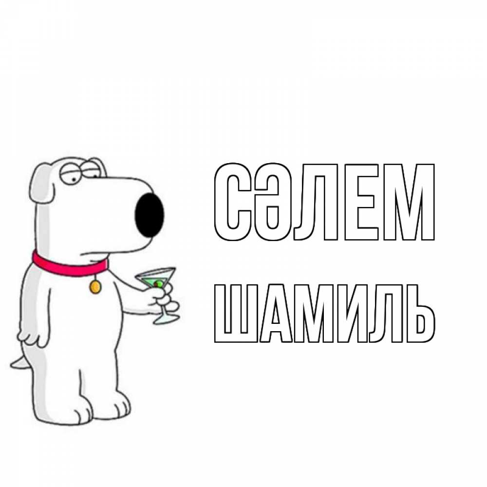 Күн сайын ашық хат с именем, Шамиль Сәлем собака и коктейль Онлайн тегін жүктеп алу тілектері бар керемет карта 