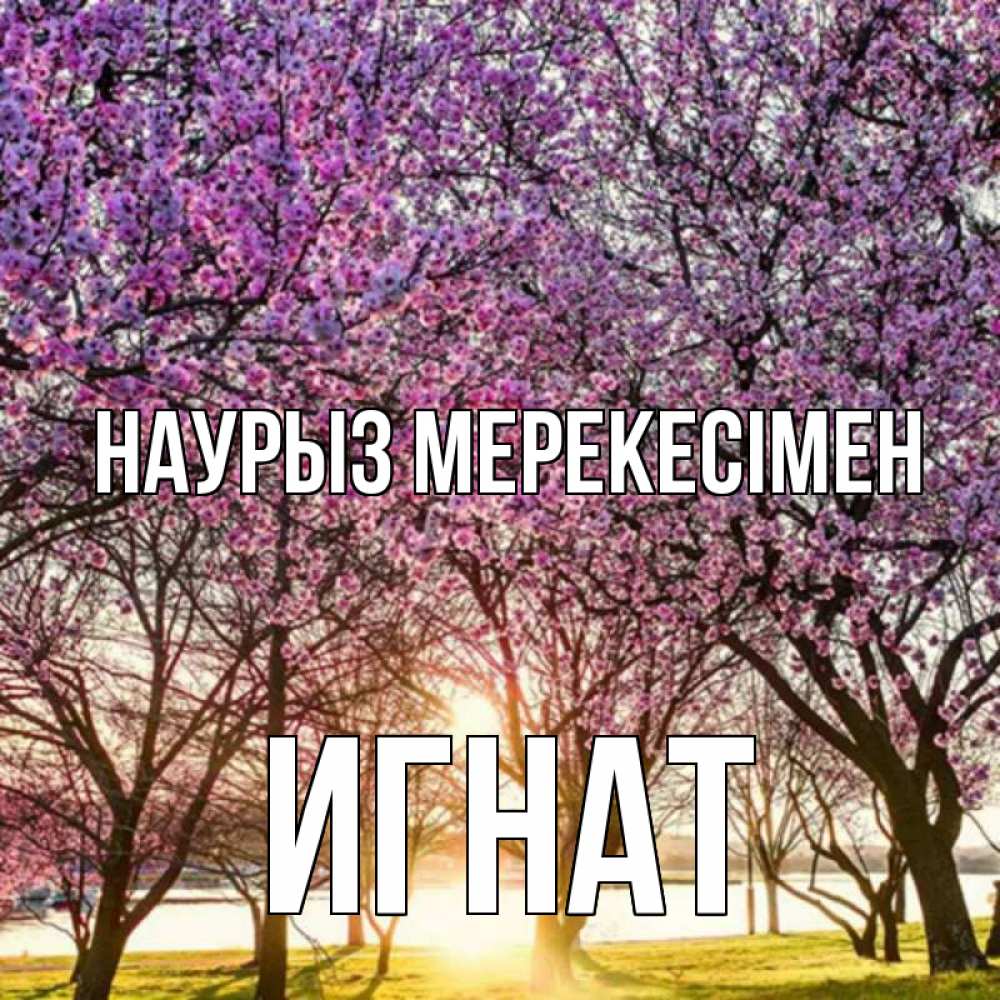 Күн сайын ашық хат с именем, Игнат Наурыз мерекесімен праздник весны наурыз Онлайн тегін жүктеп алу тілектері бар керемет карта 