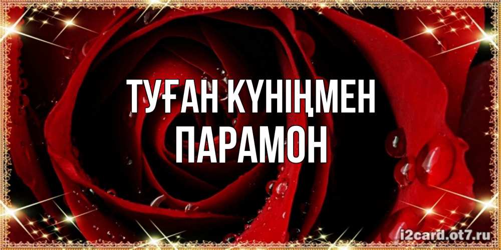 Күн сайын ашық хат с именем, Парамон Туған күніңмен цветок в росе на день рождения Онлайн тегін жүктеп алу тілектері бар керемет карта 
