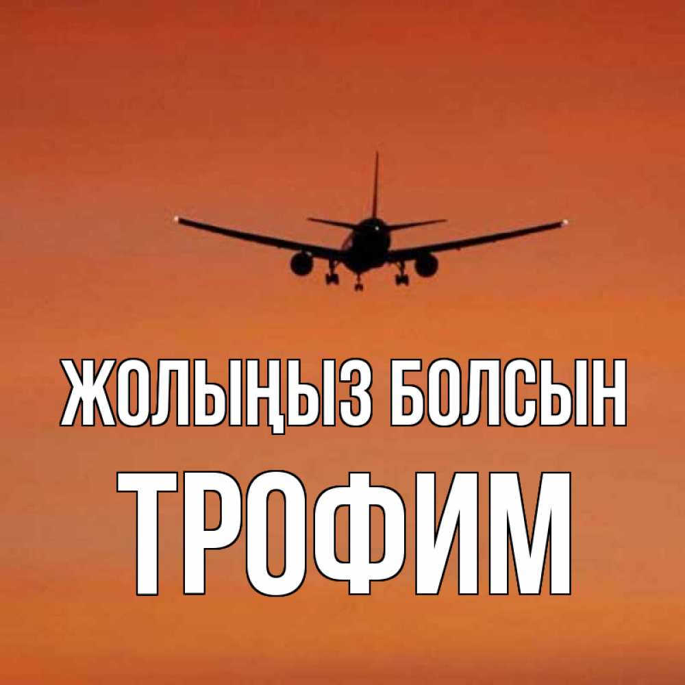 Күн сайын ашық хат с именем, Трофим Жолыңыз болсын силуэт самолета Онлайн тегін жүктеп алу тілектері бар керемет карта 