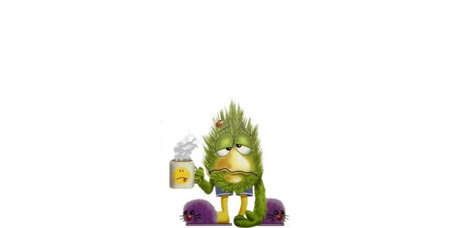 Открытка Монстрик с чаем желает не болеть выздоравливайте быстрее Жазыл 