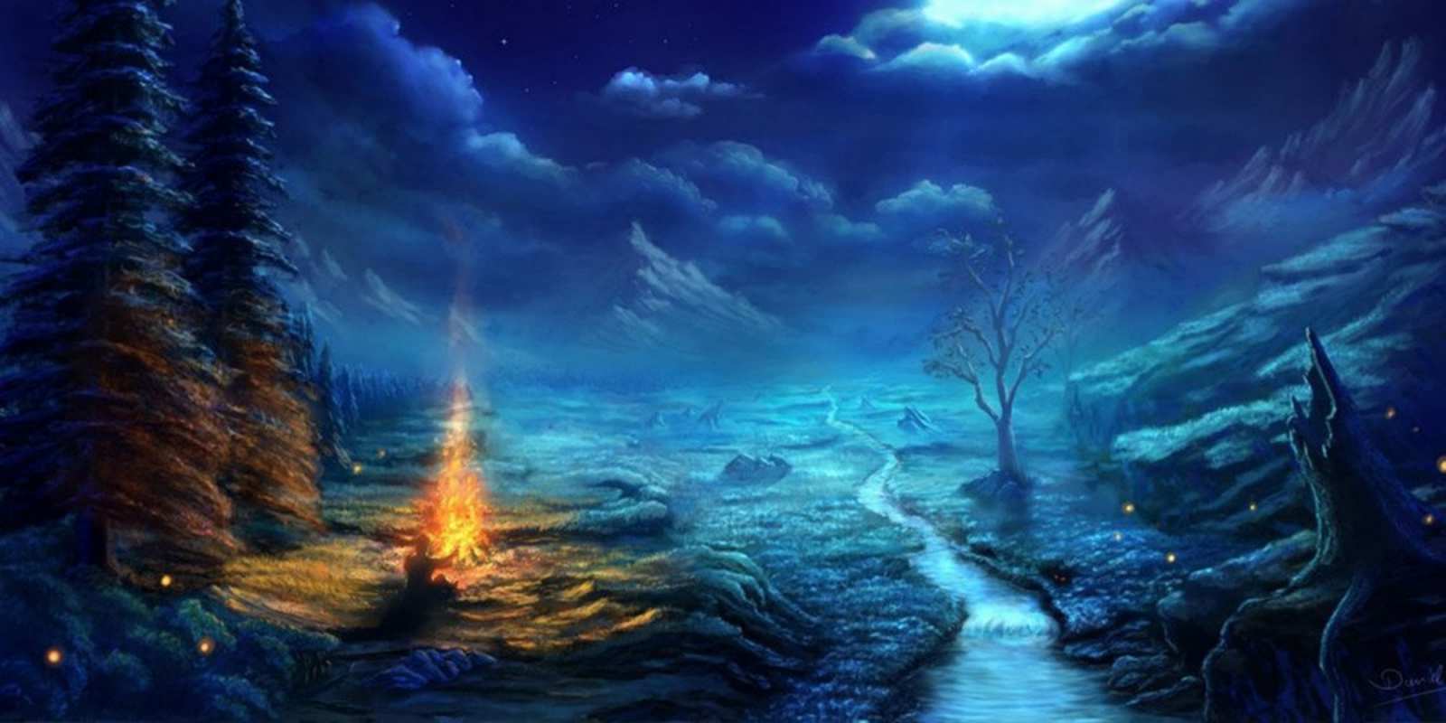 Открытка ночной пейзаж спокойной ночи красивая картинка с подписью Қайырлы түн 