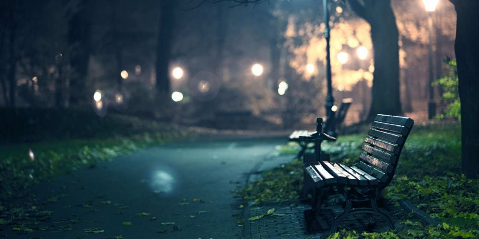 Открытка ночная улица с лавочкой открытка для пожелания сладких снов Қайырлы түн 