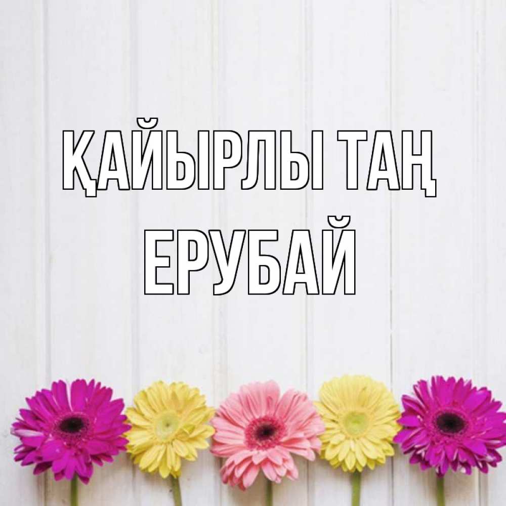 Күн сайын ашық хат с именем, Ерубай Қайырлы таң красный желтый и розовый цветок Онлайн тегін жүктеп алу тілектері бар керемет карта 