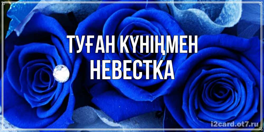 Күн сайын ашық хат с именем, Невестка Туған күніңмен синие розы в росе Онлайн тегін жүктеп алу тілектері бар керемет карта 