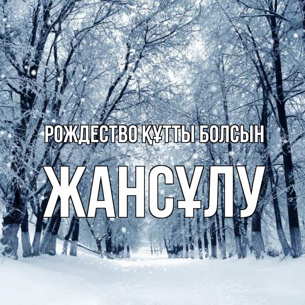 Күн сайын ашық хат с именем, Жансұлу Рождество құтты болсын снег, лес, парк Онлайн тегін жүктеп алу тілектері бар керемет карта 