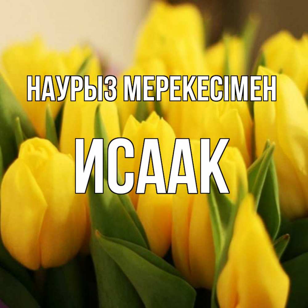 Күн сайын ашық хат с именем, Исаак Наурыз мерекесімен цветы Онлайн тегін жүктеп алу тілектері бар керемет карта 