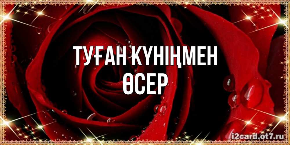 Күн сайын ашық хат с именем, ӨСЕР Туған күніңмен цветок в росе на день рождения Онлайн тегін жүктеп алу тілектері бар керемет карта 