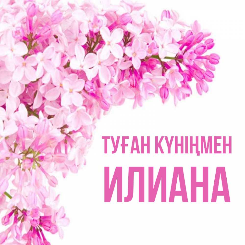 Күн сайын ашық хат с именем, Илиана Туған күніңмен Сирень на белом фоне Онлайн тегін жүктеп алу тілектері бар керемет карта 