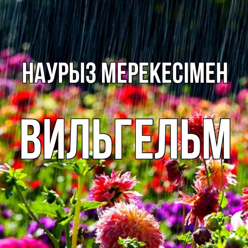 Күн сайын ашық хат с именем, Вильгельм Наурыз мерекесімен цветы под дождиком к международному женскому дню Онлайн тегін жүктеп алу тілектері бар керемет карта 