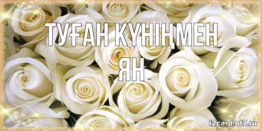 Күн сайын ашық хат с именем, Ян Туған күніңмен открытка с белыми розами. большой букет белых роз Онлайн тегін жүктеп алу тілектері бар керемет карта 