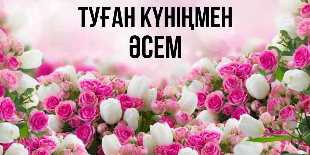 Күн сайын ашық хат с именем, ӘСЕМ Туған күніңмен открытка с разными розами Онлайн тегін жүктеп алу тілектері бар керемет карта 