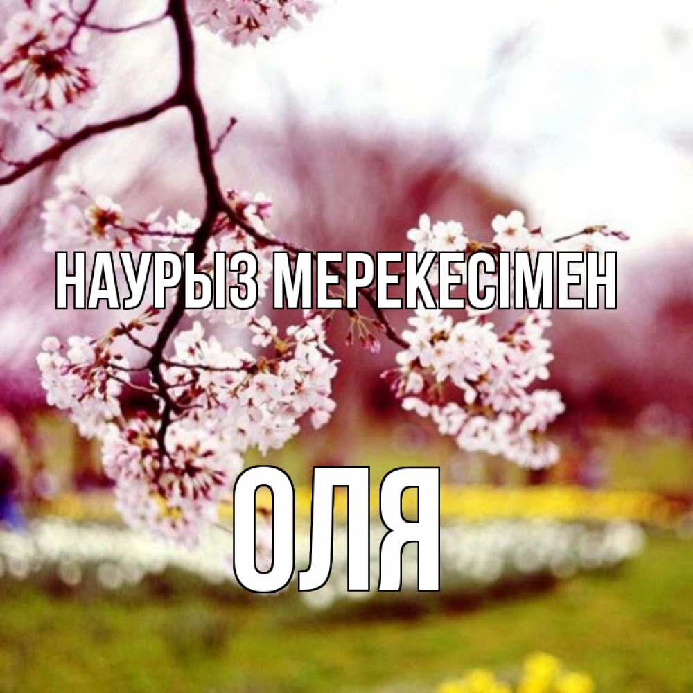 Күн сайын ашық хат с именем, Оля Наурыз мерекесімен яблоня Онлайн тегін жүктеп алу тілектері бар керемет карта 