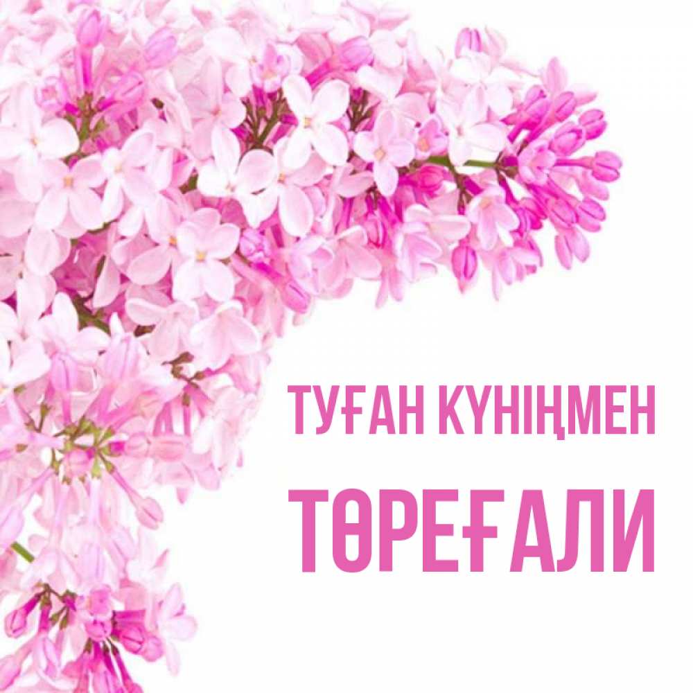 Күн сайын ашық хат с именем, Төреғали Туған күніңмен Сирень на белом фоне Онлайн тегін жүктеп алу тілектері бар керемет карта 