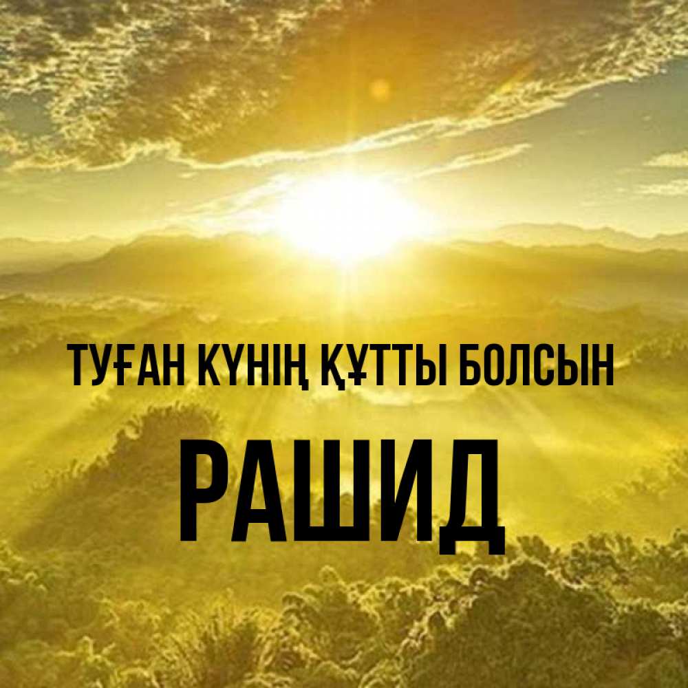 Күн сайын ашық хат с именем, Рашид Туған күнің құтты болсын леса и небо в желтом Онлайн тегін жүктеп алу тілектері бар керемет карта 