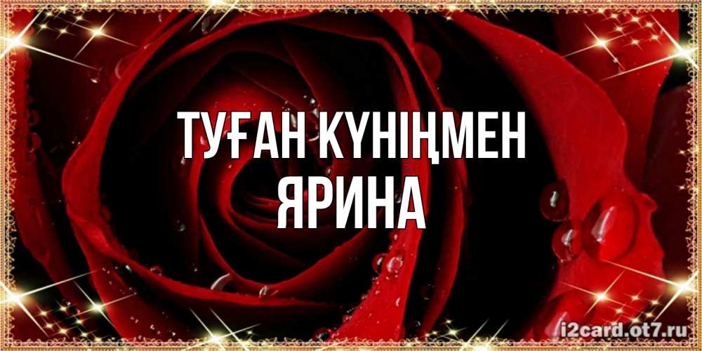 Күн сайын ашық хат с именем, Ярина Туған күніңмен цветок в росе на день рождения Онлайн тегін жүктеп алу тілектері бар керемет карта 