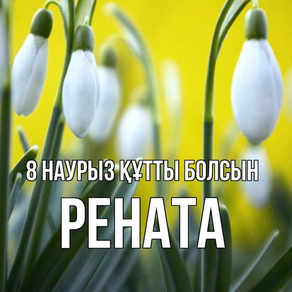 Күн сайын ашық хат с именем, Рената 8 наурыз құтты болсын весенние цветы Онлайн тегін жүктеп алу тілектері бар керемет карта 