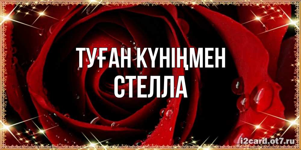 Күн сайын ашық хат с именем, Стелла Туған күніңмен цветок в росе на день рождения Онлайн тегін жүктеп алу тілектері бар керемет карта 