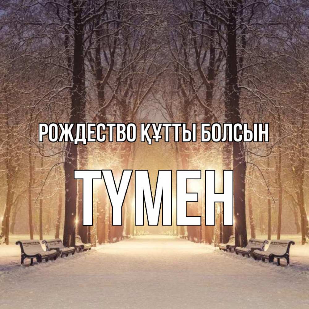 Күн сайын ашық хат с именем, ТҮМЕН Рождество құтты болсын зима, парк, фонарь, лес Онлайн тегін жүктеп алу тілектері бар керемет карта 