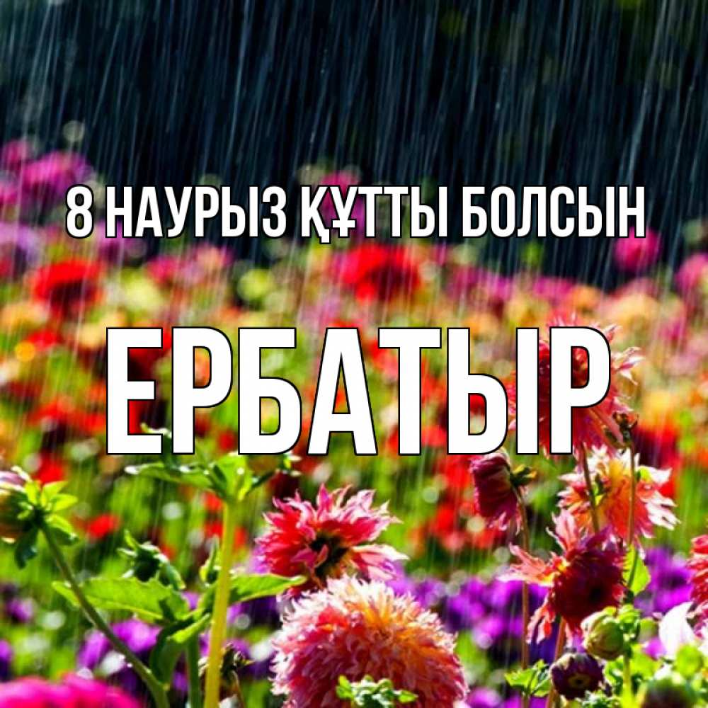 Күн сайын ашық хат с именем, Ербатыр 8 наурыз құтты болсын цветы под дождиком к международному женскому дню Онлайн тегін жүктеп алу тілектері бар керемет карта 