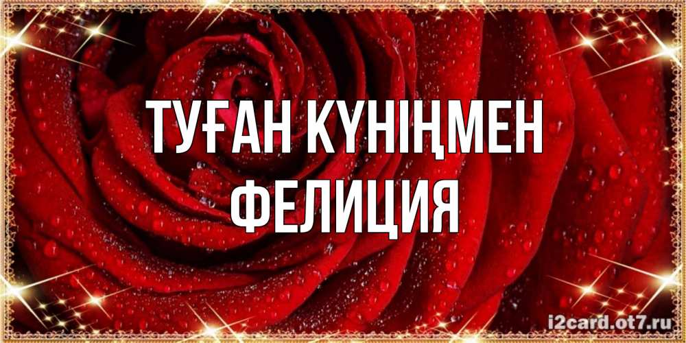 Күн сайын ашық хат с именем, Фелиция Туған күніңмен роса на розе блестящая в лучах солнца Онлайн тегін жүктеп алу тілектері бар керемет карта 
