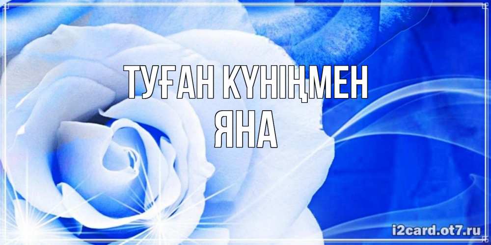 Күн сайын ашық хат с именем, Яна Туған күніңмен белая роза на голубом фоне Онлайн тегін жүктеп алу тілектері бар керемет карта 