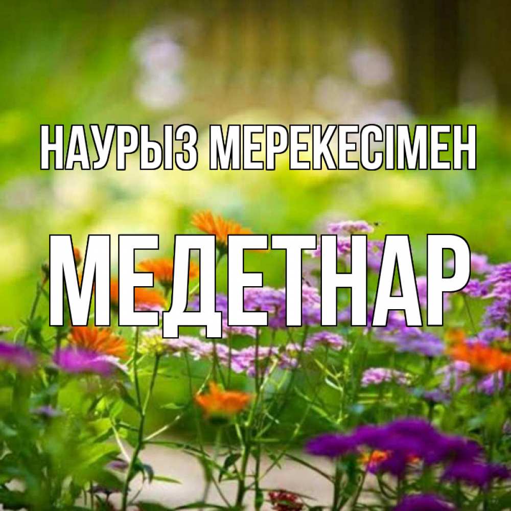 Күн сайын ашық хат с именем, МЕДЕТНАР Наурыз мерекесімен цветы Онлайн тегін жүктеп алу тілектері бар керемет карта 