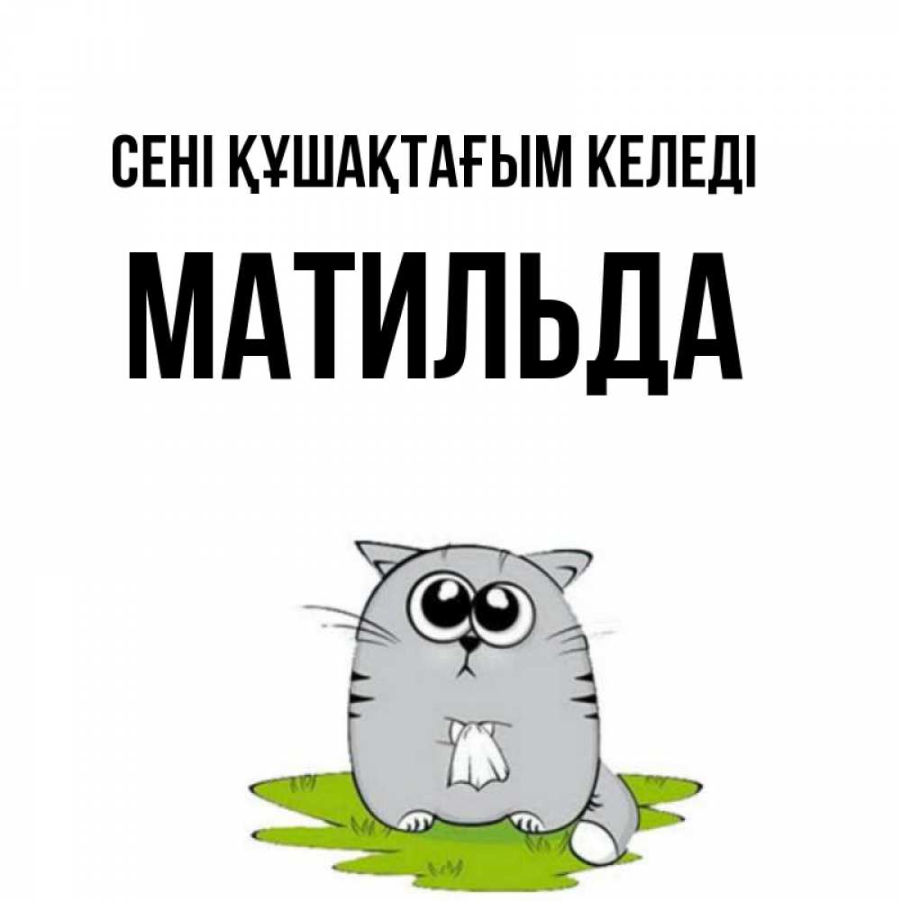 Күн сайын ашық хат с именем, Матильда сені құшақтағым келеді котик теребит платочек сидя на травке Онлайн тегін жүктеп алу тілектері бар керемет карта 