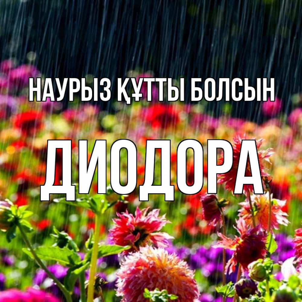 Күн сайын ашық хат с именем, Диодора Наурыз құтты болсын цветы под дождиком к наурызу Онлайн тегін жүктеп алу тілектері бар керемет карта 
