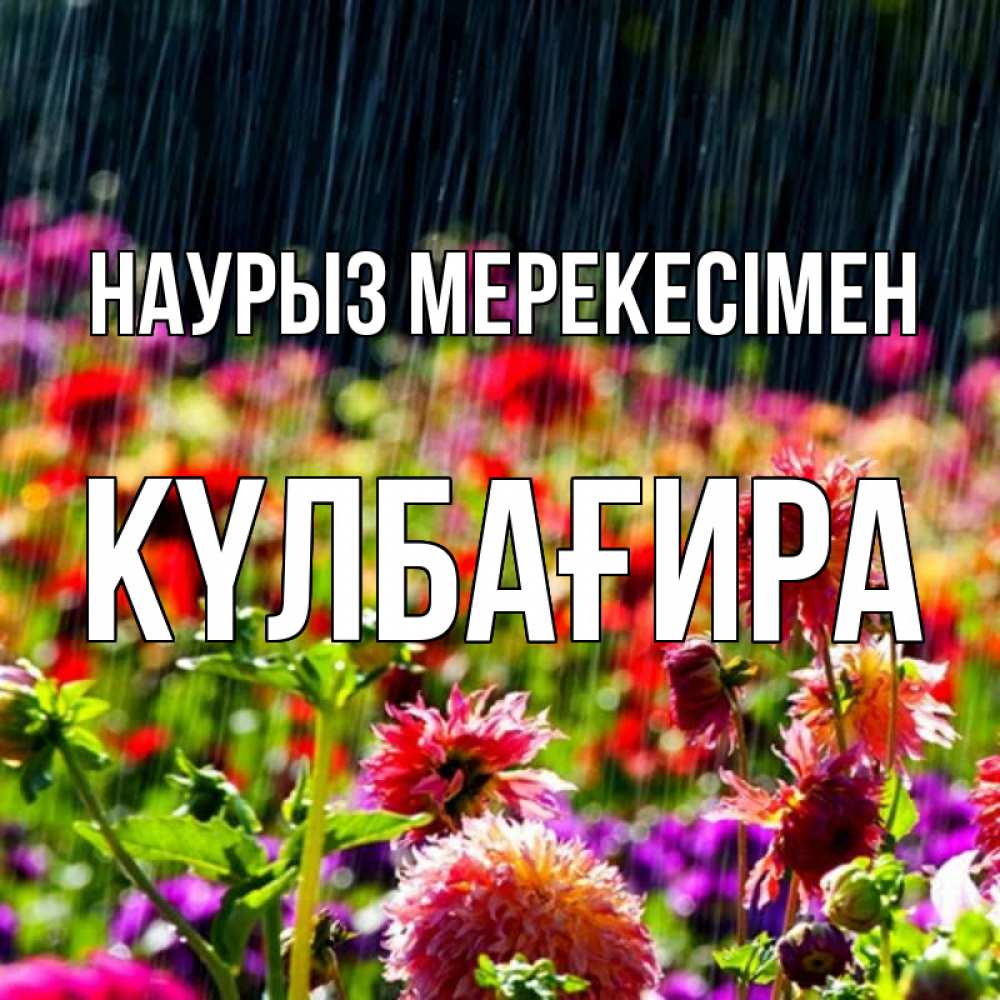 Күн сайын ашық хат с именем, КҮЛБАҒИРА Наурыз мерекесімен цветы под дождиком к международному женскому дню Онлайн тегін жүктеп алу тілектері бар керемет карта 