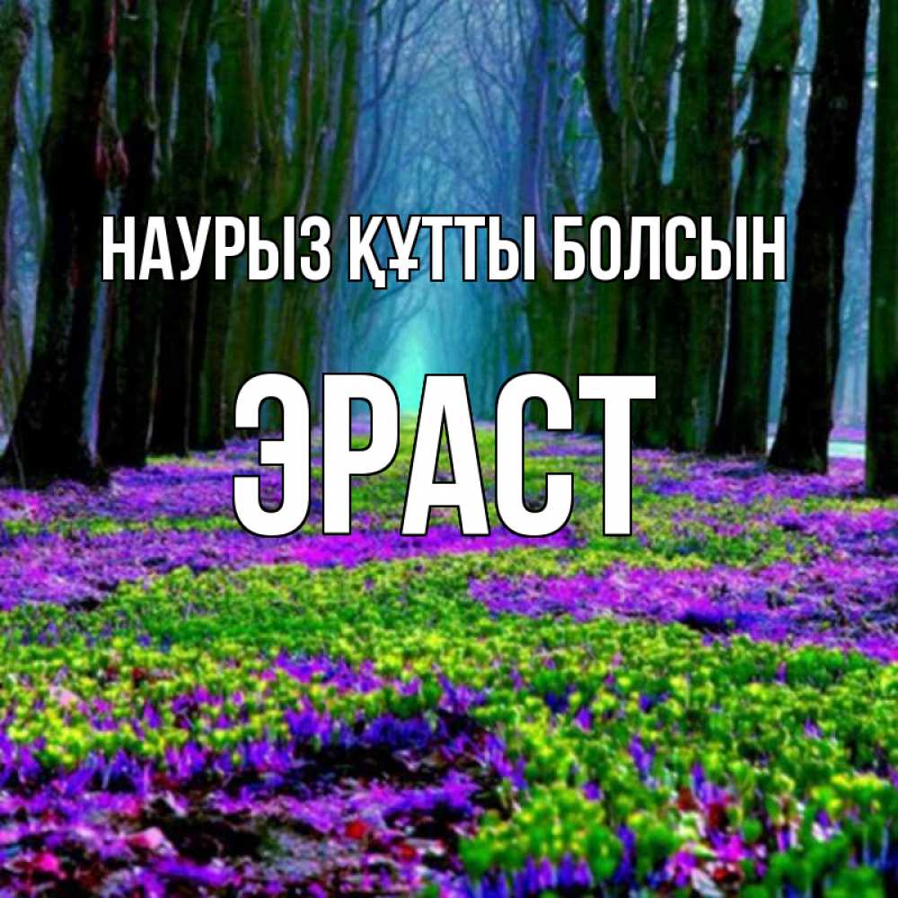 Күн сайын ашық хат с именем, Эраст Наурыз құтты болсын фиолетовые цветы в лесу 1 Онлайн тегін жүктеп алу тілектері бар керемет карта 