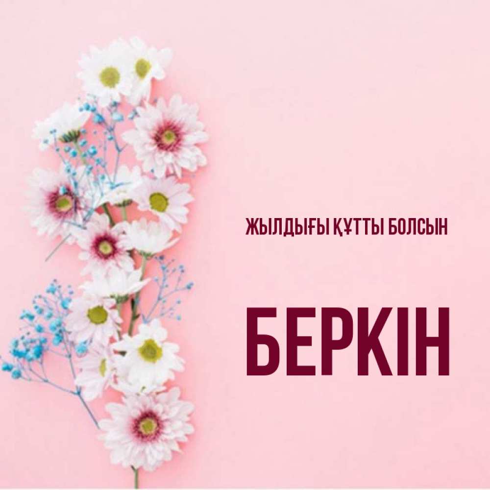 Күн сайын ашық хат с именем, Беркін Жылдығы құтты болсын Родная моя с днем рождения тебя картинка с цветами белыми и голубыми Онлайн тегін жүктеп алу тілектері бар керемет карта 