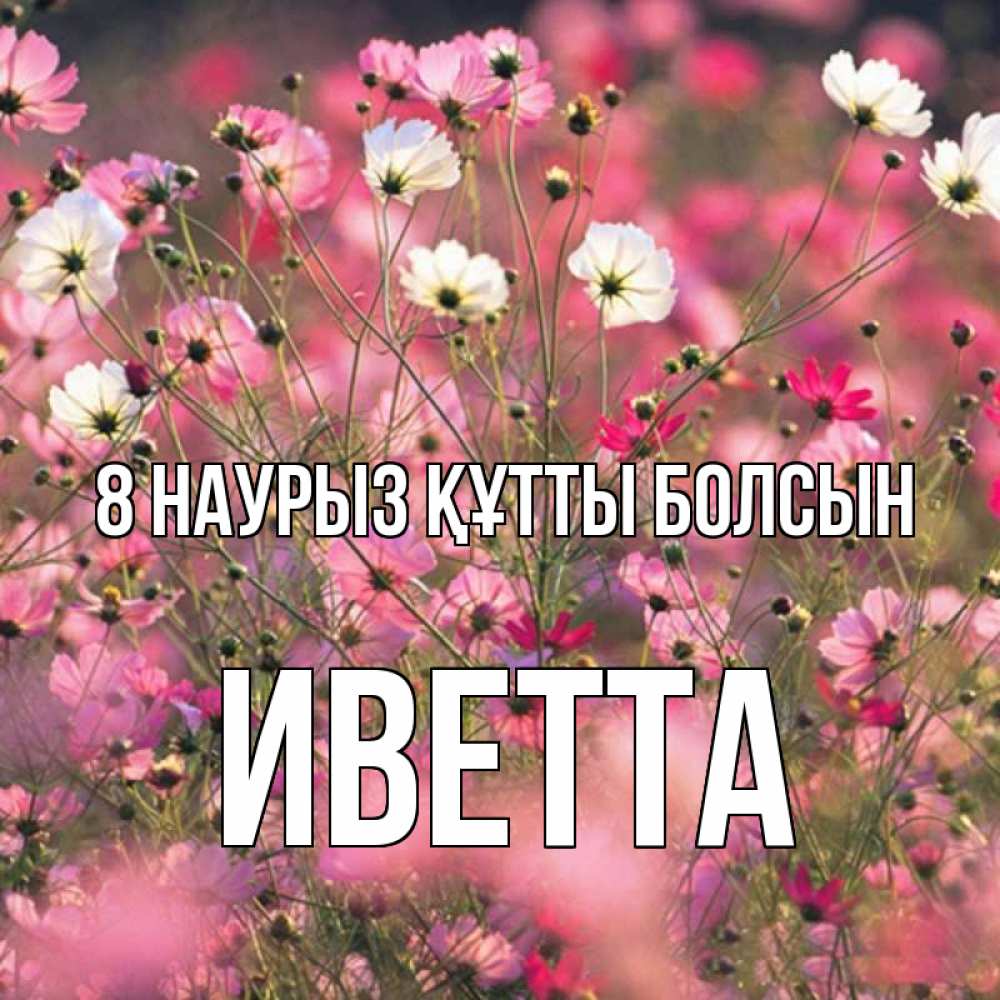 Күн сайын ашық хат с именем, Иветта 8 наурыз құтты болсын красиво 1 Онлайн тегін жүктеп алу тілектері бар керемет карта 