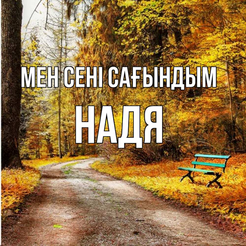 Күн сайын ашық хат с именем, Надя Мен сені сағындым зеленая лавочка и осенний лес Онлайн тегін жүктеп алу тілектері бар керемет карта 