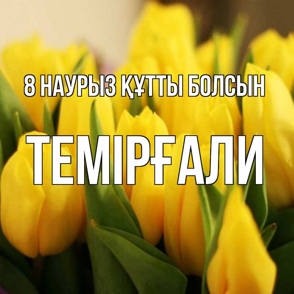 Күн сайын ашық хат с именем, ТЕМІРҒАЛИ 8 наурыз құтты болсын цветы Онлайн тегін жүктеп алу тілектері бар керемет карта 