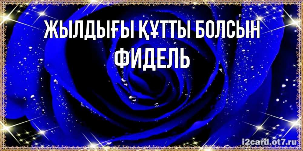 Күн сайын ашық хат с именем, Фидель Жылдығы құтты болсын голубые цветы в росе Онлайн тегін жүктеп алу тілектері бар керемет карта 