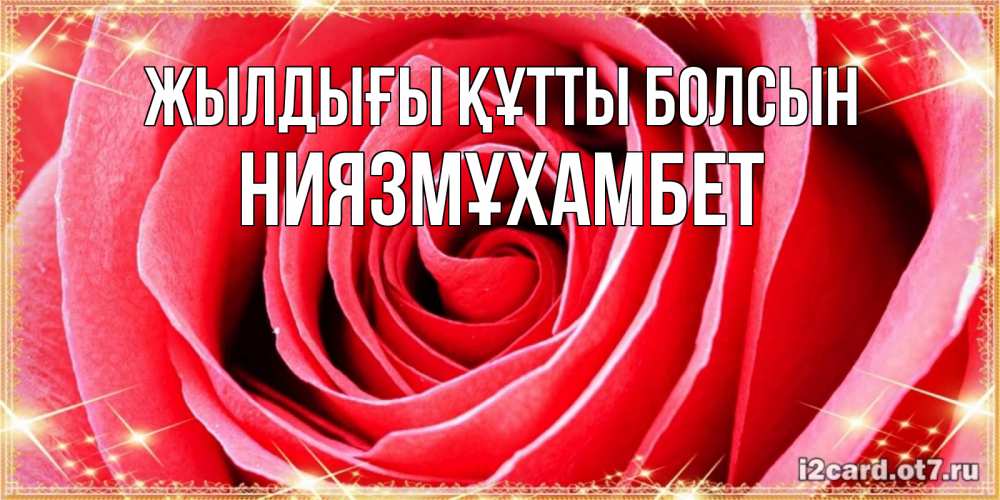 Күн сайын ашық хат с именем, НИЯЗМҰХАМБЕТ Жылдығы құтты болсын розовая роза очень крупный бутон Онлайн тегін жүктеп алу тілектері бар керемет карта 