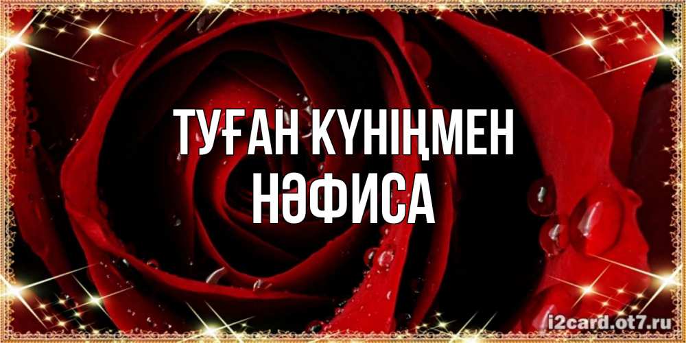 Күн сайын ашық хат с именем, НӘФИСА Туған күніңмен цветок в росе на день рождения Онлайн тегін жүктеп алу тілектері бар керемет карта 
