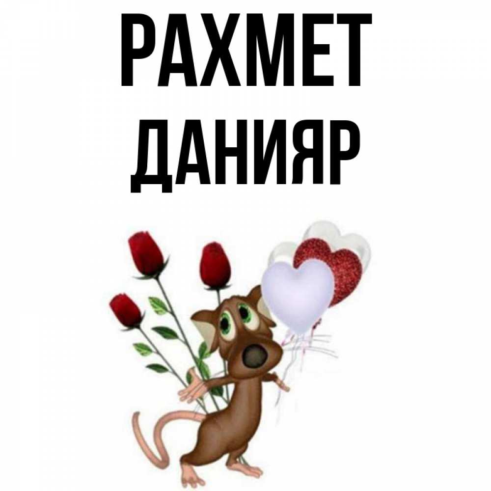 Күн сайын ашық хат с именем, Данияр рахмет песик с шариками в форме сердец Онлайн тегін жүктеп алу тілектері бар керемет карта 