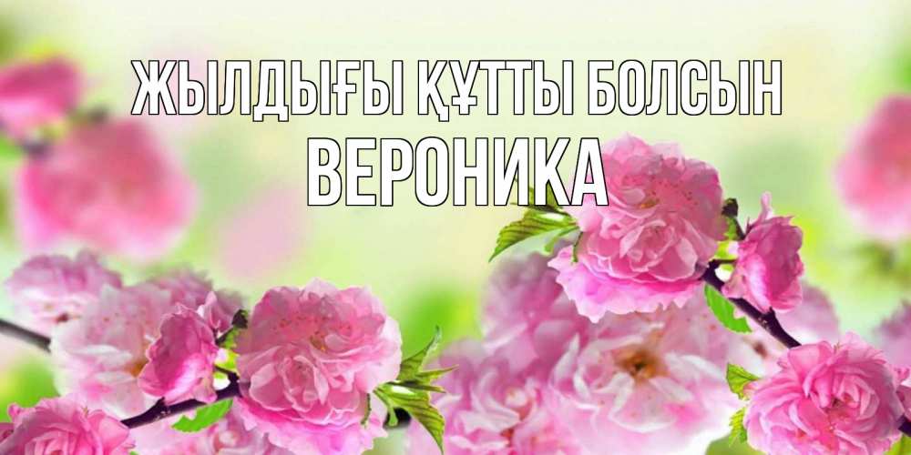 Күн сайын ашық хат с именем, Вероника Жылдығы құтты болсын веточки с цветками Онлайн тегін жүктеп алу тілектері бар керемет карта 