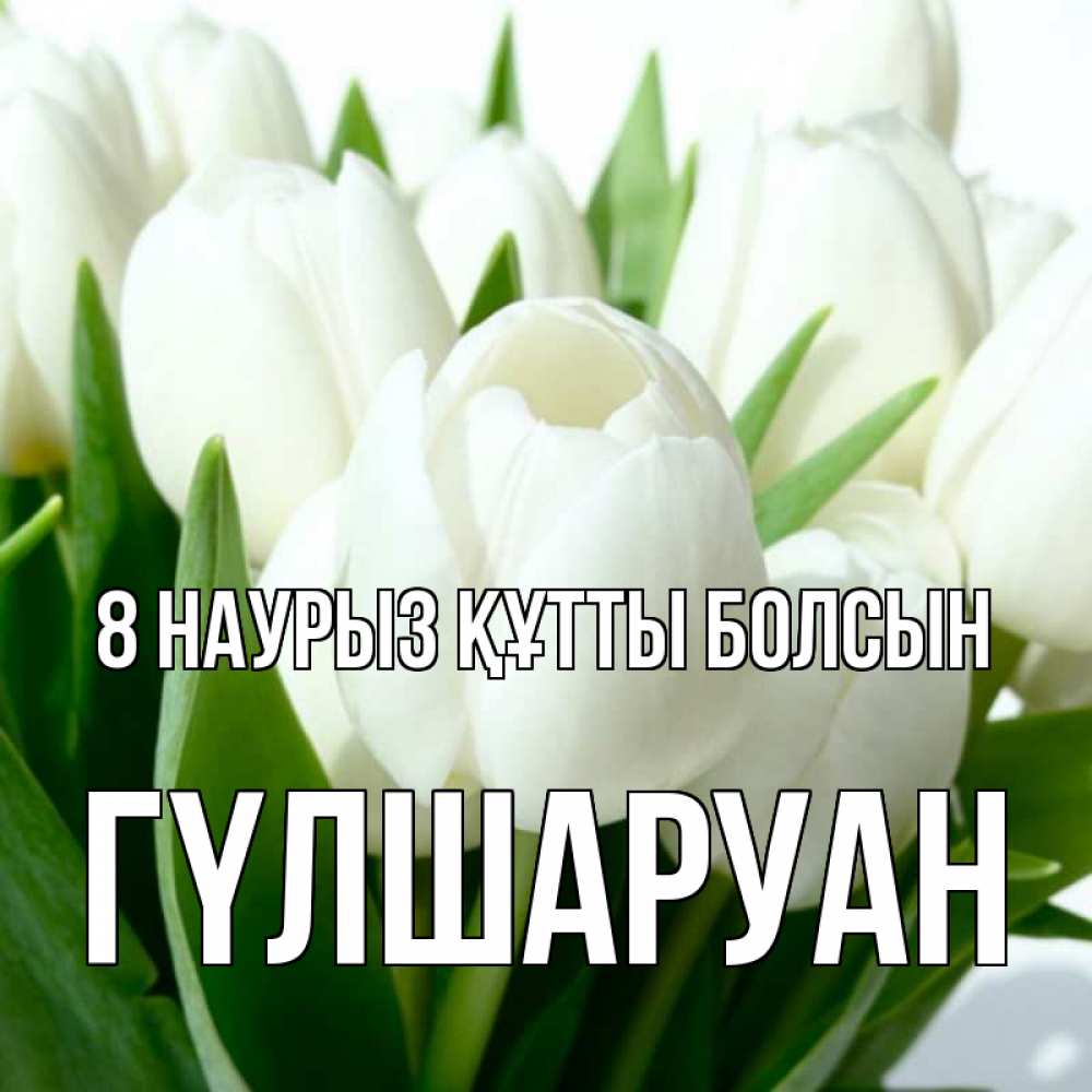 Күн сайын ашық хат с именем, ГҮЛШАРУАН 8 наурыз құтты болсын цветы Онлайн тегін жүктеп алу тілектері бар керемет карта 