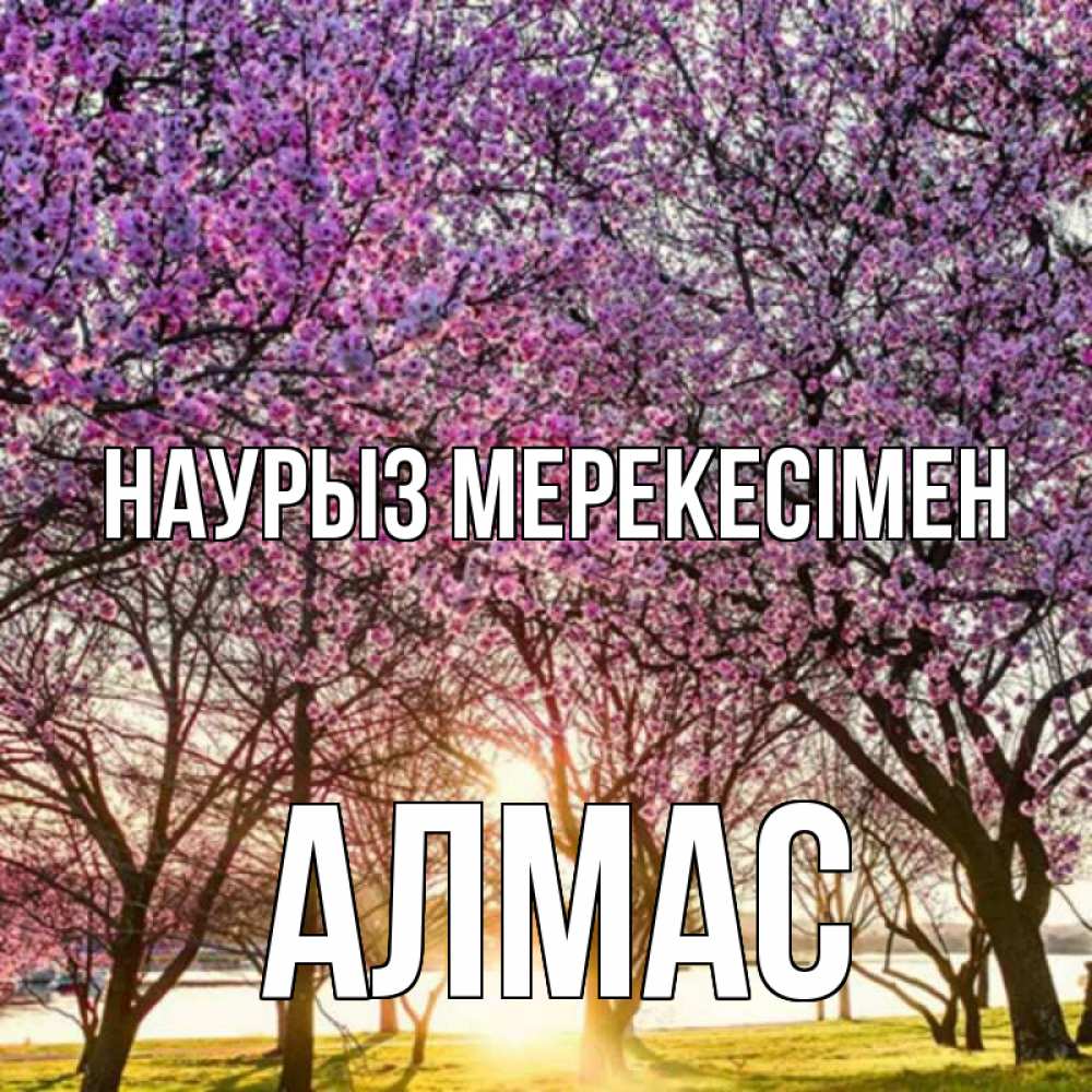 Күн сайын ашық хат с именем, Алмас Наурыз мерекесімен праздник весны наурыз Онлайн тегін жүктеп алу тілектері бар керемет карта 